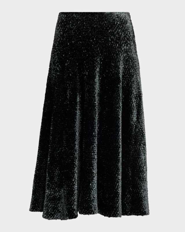 Velvet A-Line Midi Skirt
